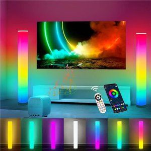2Pack RGB Corner Floor Lamp Living Room Music Sync Color Changing LED Lights